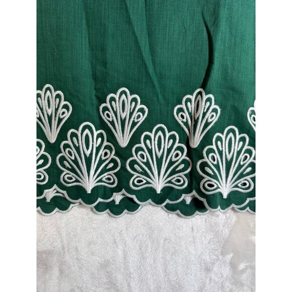 NWT Talbots Green Linen Blend Embroidered Skirt 8 P 8P Scalloped - Picture 2 of 6